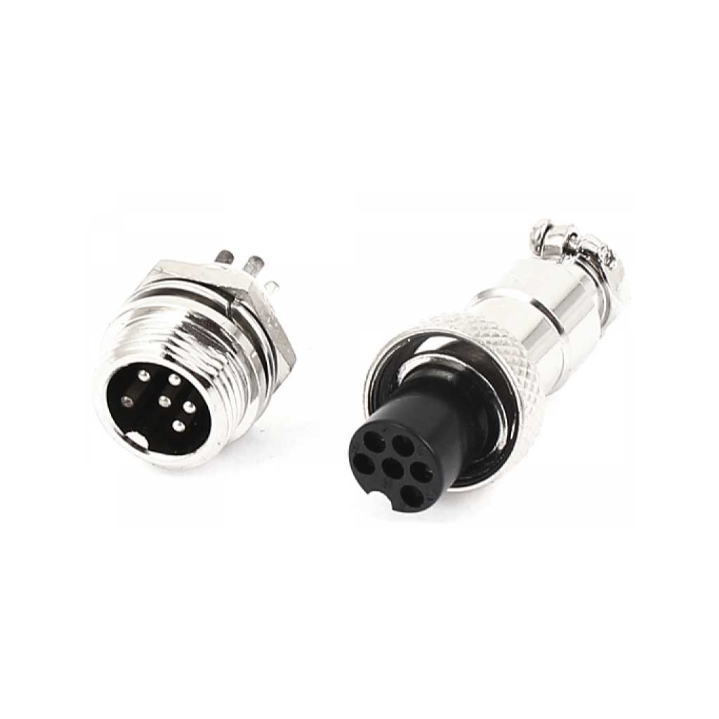 TP-GX12-6P — CONECTORES (PAR GX12 6PIN MACHO/HEMBRAPARA PANEL Y EXTENSION 4A/125VCA, 12mm