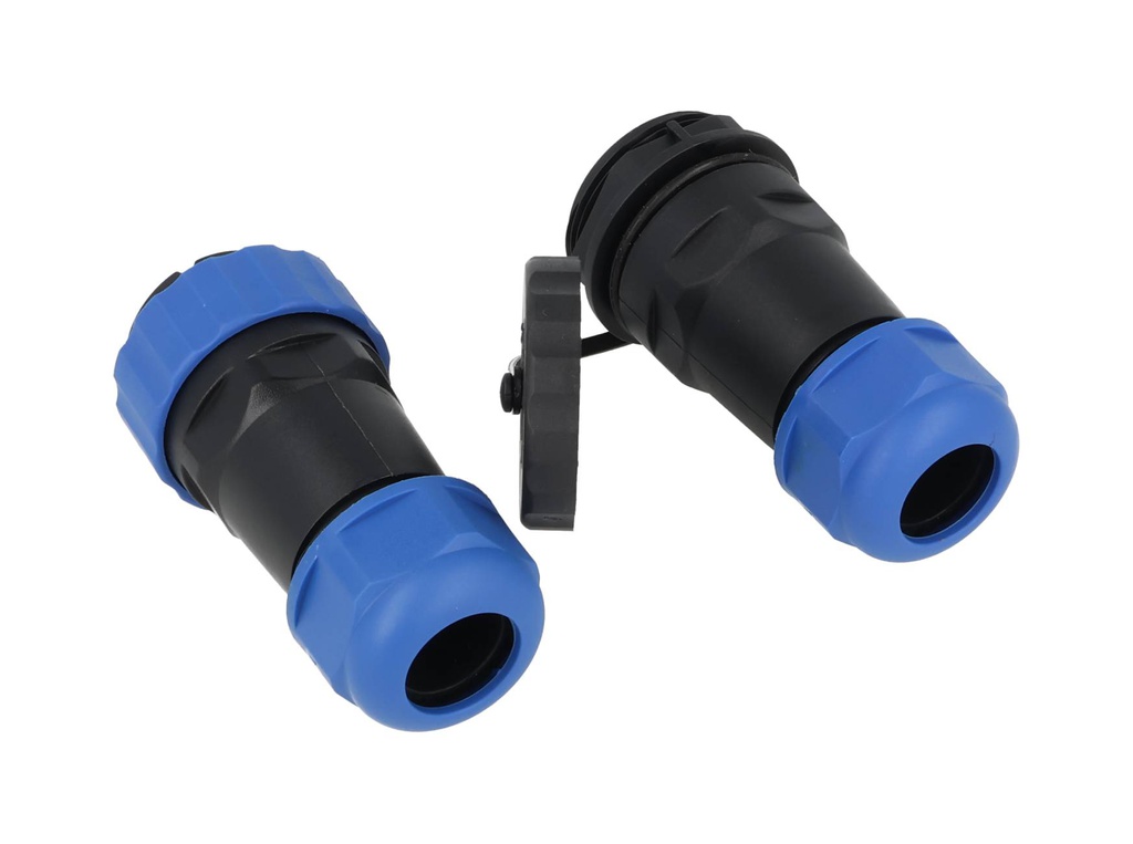 TP-SP28-S24P — CONECTORES EXTENSION/RECTO (PAR) 24PIN, IMPERMEABLES IP68, 5A/250VCA, DIAMETRO DE BARRENO 28mm, PIN COBRE CHAPEADO EN DORADO/PLATEADO