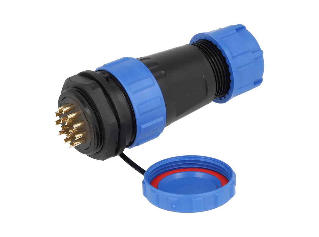 TP-SP28-SP16P — CONECTORES PANEL/RECTO (PAR) 16PIN, IMPERMEABLES IP68, 5A/250VCA, DIAMETRO DE BARRENO 28mm