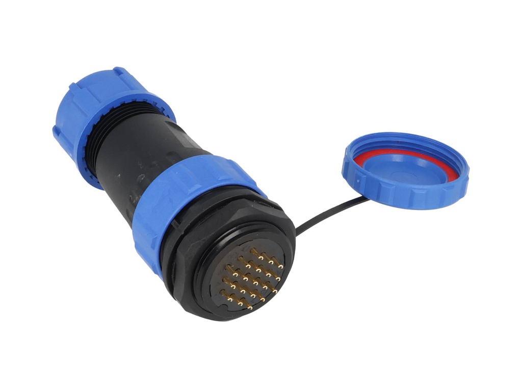 TP-SP28-SP19P — CONECTORES PANEL/RECTO (PAR) 19PIN, IMPERMEABLES IP68, 5A/250VCA, DIAMETRO DE BARRENO 28mm