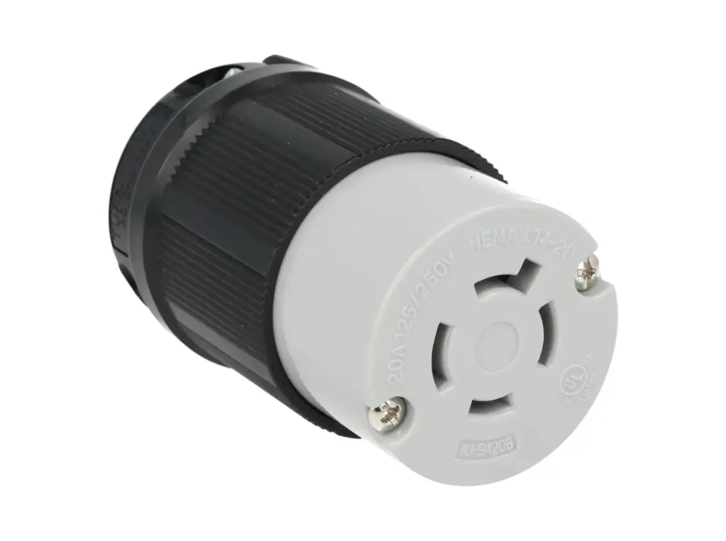 WJ-9420B — CONTACTO INDUSTRIAL CON SEGURO 20A/125VCA-250VCA, 3 POLOS (3 FASES) + TIERRA, TOMA AEREA