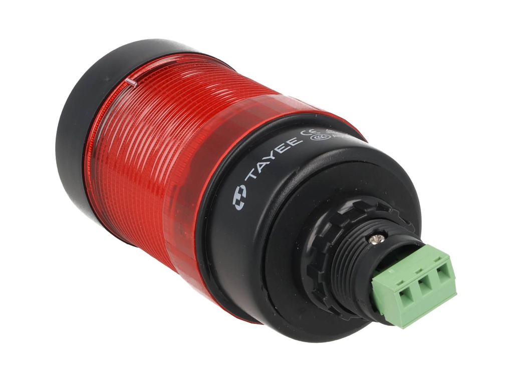 503-R110 — FAROLA ROTATIVA LED ROJO 50mm 110VCA CON BUZZER 80DB, BARRENO BASE 22mm