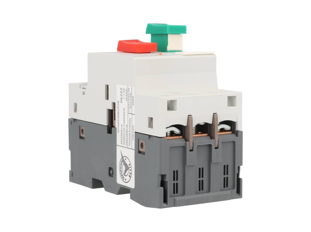 NS2-25-1-1.6A — GUARDAMOTOR PULSADOR DE 1-1.6A, 230/240, 400/415, 440, 500, 690V DE OPERACION. 100KA 230/240V DE RUPTURA GRADO III.