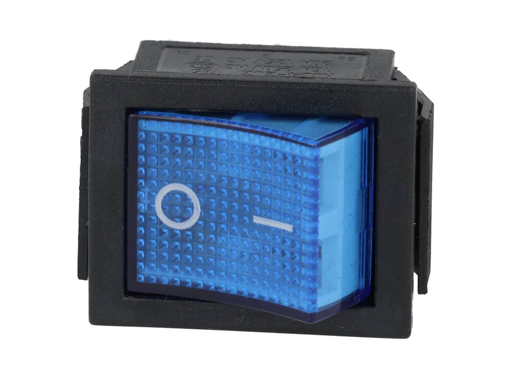 TP-321-BL — INTERRUPTOR ILUMINADO AZUL 2P1T 16/20A, 110/220VCA, 30X22mm 4 TERMINALES