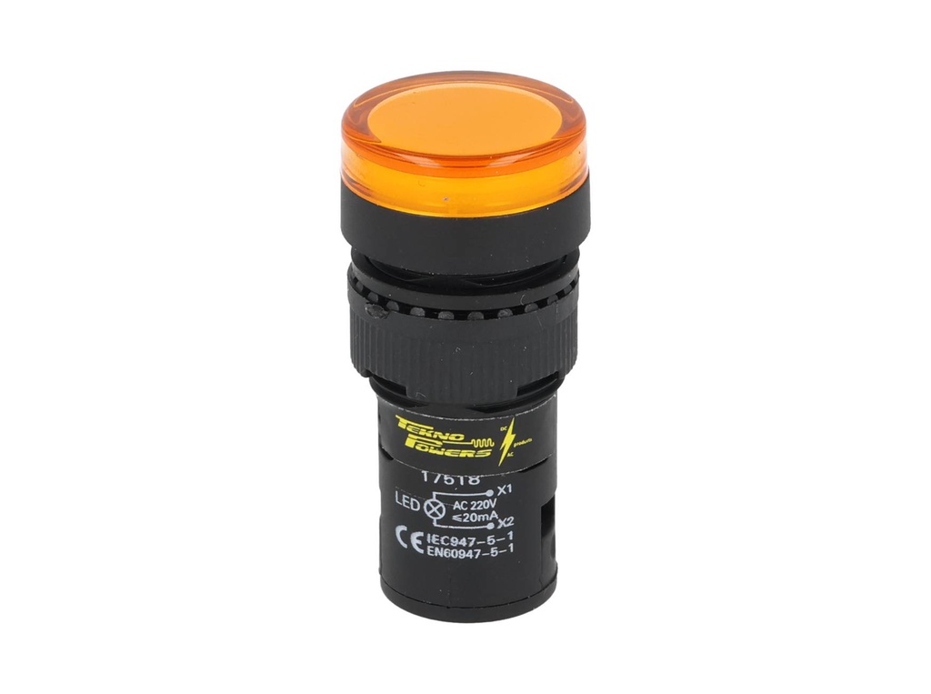 TP-LI16-Y — LAMPARA PILOTO LED AMARILLO 16mm 220VCA*NO SON A PRUEBA DE EXPLOSION*