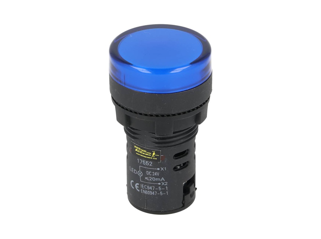 TP-LI22-B24 — LAMPARA PILOTO LED AZUL 22mm 24VCA/VCD PLASTICO *NO SON A PRUEBA DE EXPLOSION*