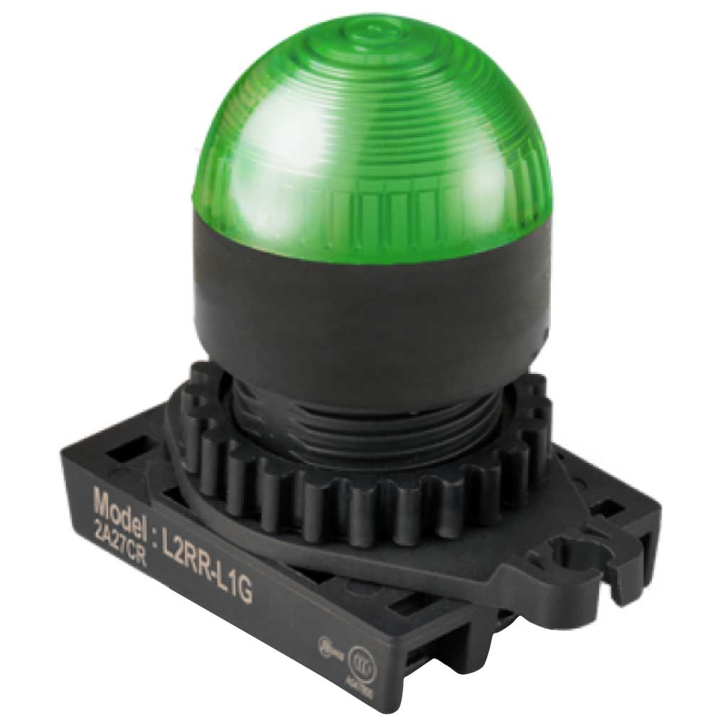 L2RR-L1G — LAMPARA PILOTO LED VERDE 22mm, TIPO DOMO, 