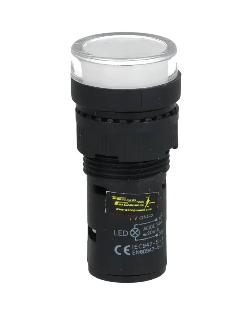 TP-LI16-W24 — LAMPARA PILOTO TIPO LED 24VDCON AC ø16mm, COLOR BLANCO *NO SON A PRUEBA DE EXPLOSION*