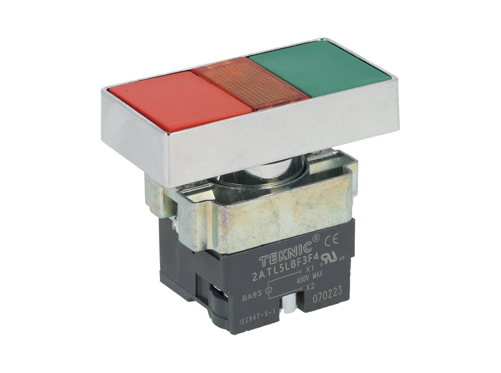 2ATL5LBF3F4-400 — PULSADOR ILUMINADO DOBLE TECLA (NO INCLUYE LED AMBAR, MCB9524