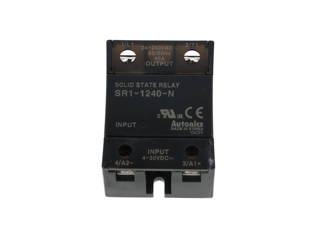 SR1-1240-N — RELEVADOR ESTADO SOLIDO 24-240VAC, ENTRADA 4-30VDC, 40A CRUCE EN CERO, MONTAJE DISIPADOR O PANEL.