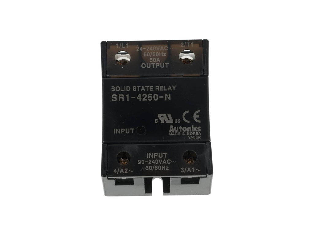 SR1-4250-N — RELEVADOR ESTADO SOLIDO 24-240VAC, ENTRADA 90-240VAC, 50A, CRUCE EN CERO, MONTAJE DISIPADOR O PLACA.