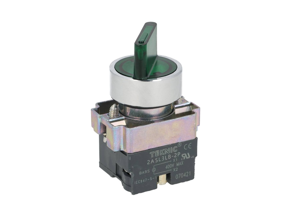 2ASL3LB-1-400 — SELECTOR IL 2POS FIJAS NO INCLUYE LED 6, 12, 24, 48, 110, 230VCA/CD #MCB93*** (***=VOL