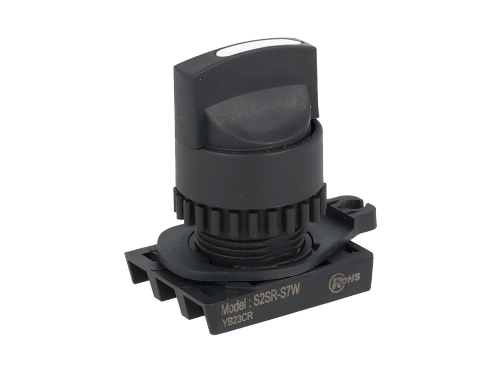 S2SR-S7W — SWITCH SELECTOR BLANCO MANIJA CORTA, 22mm, 3 POSICIONES MANTENIDO
