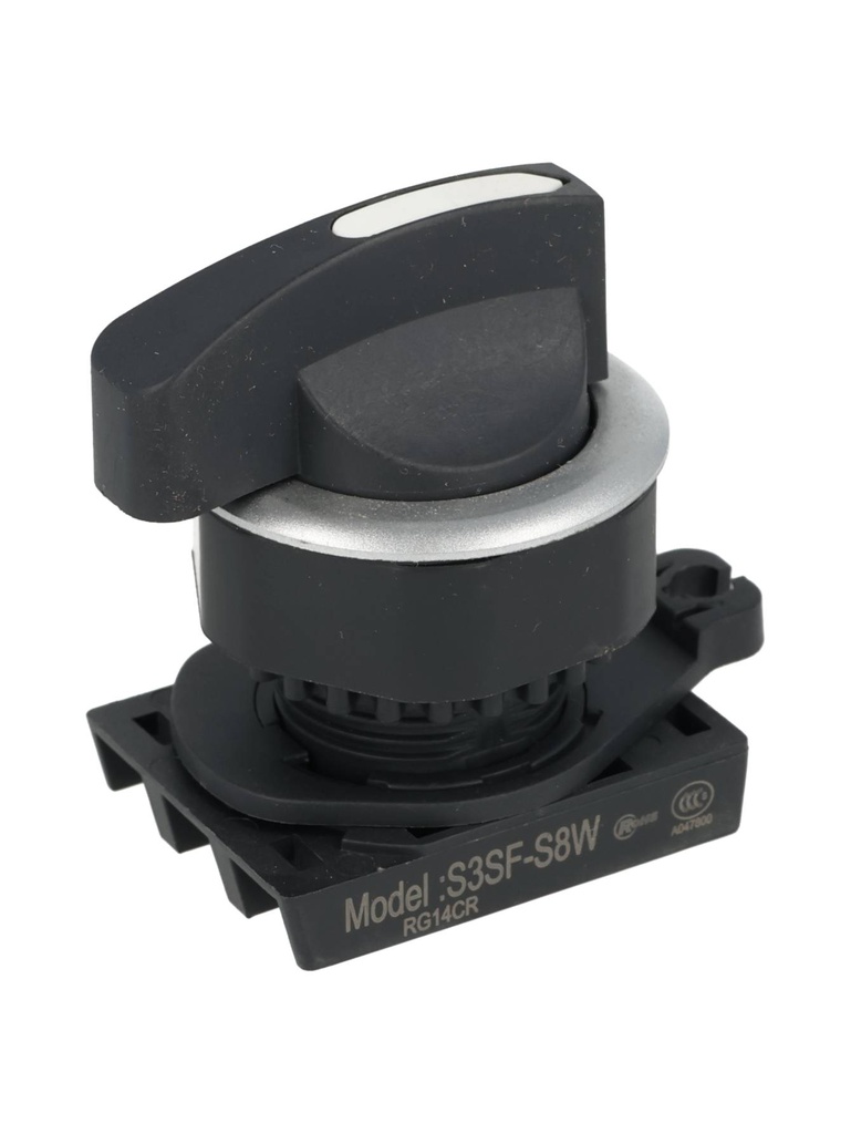 S3SF-S8W — SWITCH SELECTOR BLANCO MANIJA LARGA 30mm3 POSICIONES MANTENIDO