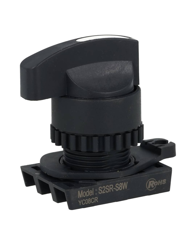 S2SR-S8W — SWITCH SELECTOR BLANCO MANIJA LARGA, 22mm, 3 POSICIONES MANTENIDO