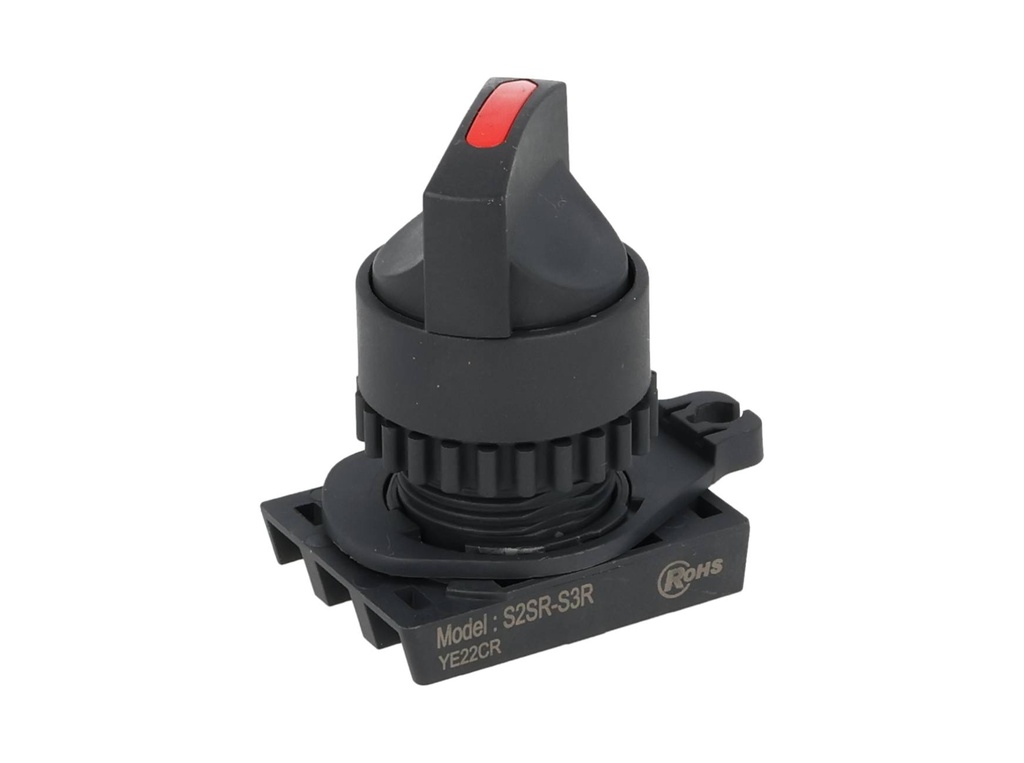 S2SR-S3R — SWITCH SELECTOR ROJO MANIJA CORTA, 22mm, 2 POSICIONES MANTENIDO