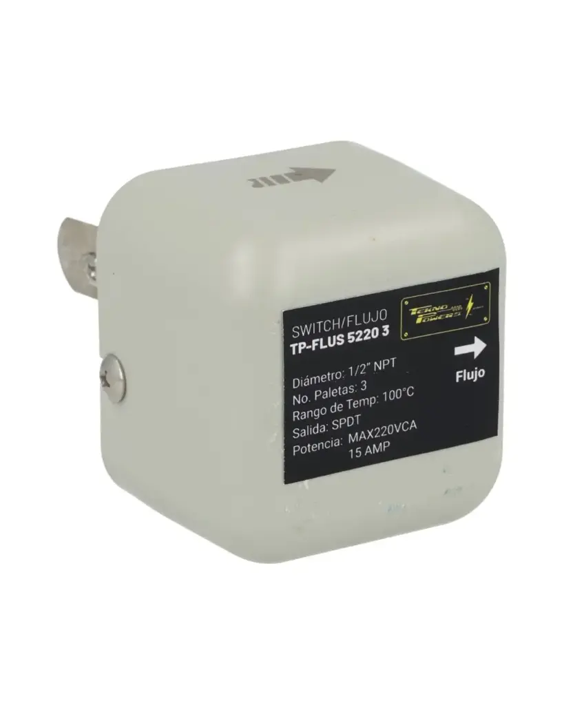 TP-FLUS-5220 3 — SWITCH/FLUJO 1/2 NPT 15AMP./220VCA, 3 PALETAS PRESION 10BAR, 