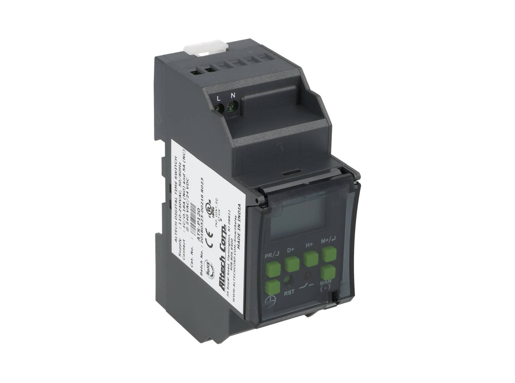 67DDT9 — TIMER DIGITAL CON HORARIO DE VERANO MEMORIA CON BATERIA, 110-240VCA, IP2T (NA16AMP, NC5AMP) 16 ON -OFF SEGUNDOS