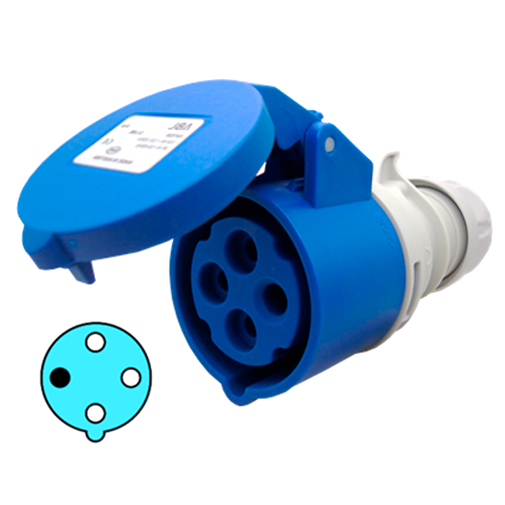 K41S20 — TOMA TIPO GLANDULA 16AMP 220-250V 3P+TPROTECCION IP44