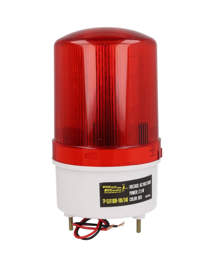 TP-SLR100R100/240 — TORRETA ROTATIVA TIPO LED ROJO CON BUZZER 110/240VCA, IP65, CON SOPORTE PARA PARED