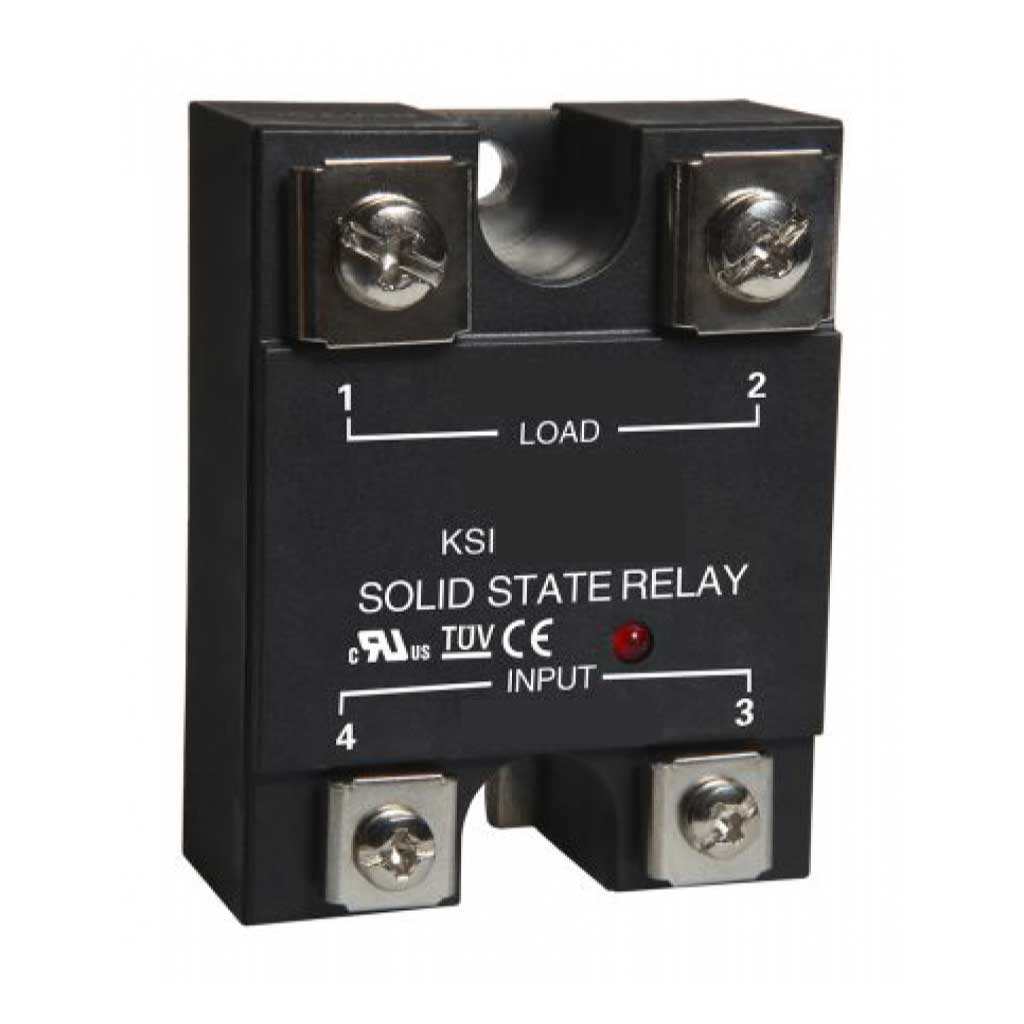 KSI480D40-L — RELEVADOR ESTADO SÓLIDO 40A/480VCA VOLT CONTROL 4-32VCD, PARA CARGAS RESISTIVAS CON LED INDICADOR, CRUCE POR CERO, SALIDA DOBLE SCR