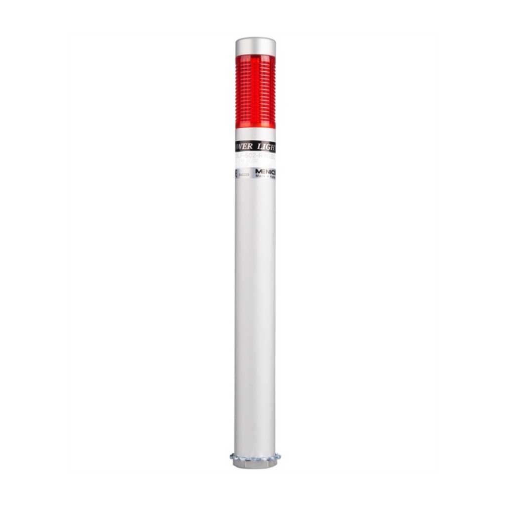 PLDLF-101-R — TORRETA IND CON LED 25mm FLASH 12VCA/CD ROJO POSTE 200mm