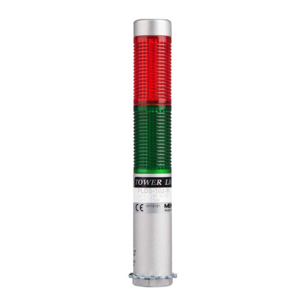 PLDSF-202-RG — TORRETA IND CON LED 25mm FLASH 24VCA/CD ROJO/VERDE POSTE 65mm