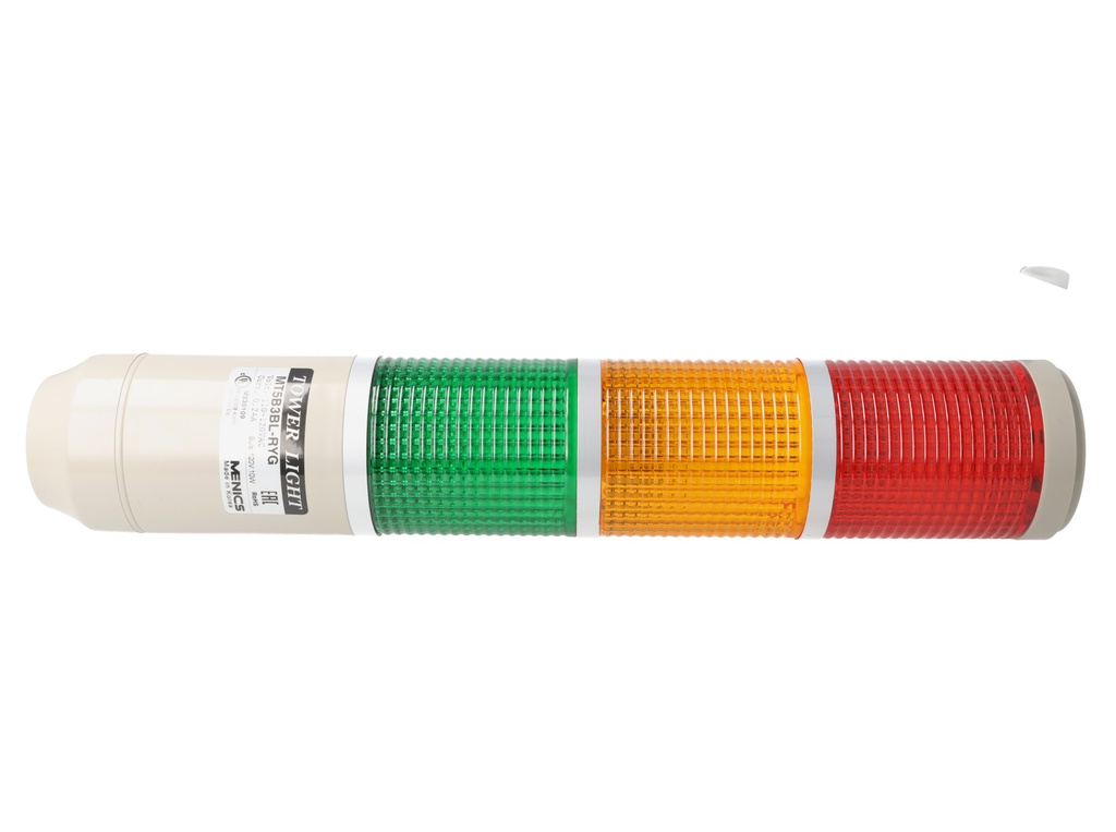 MT5B3BL-GYR — TORRETA INDUSTRIAL 56mm 120VCA (VERDE, AMARILLO, ROJO) NO FLASH, NO ZUMBADOR
