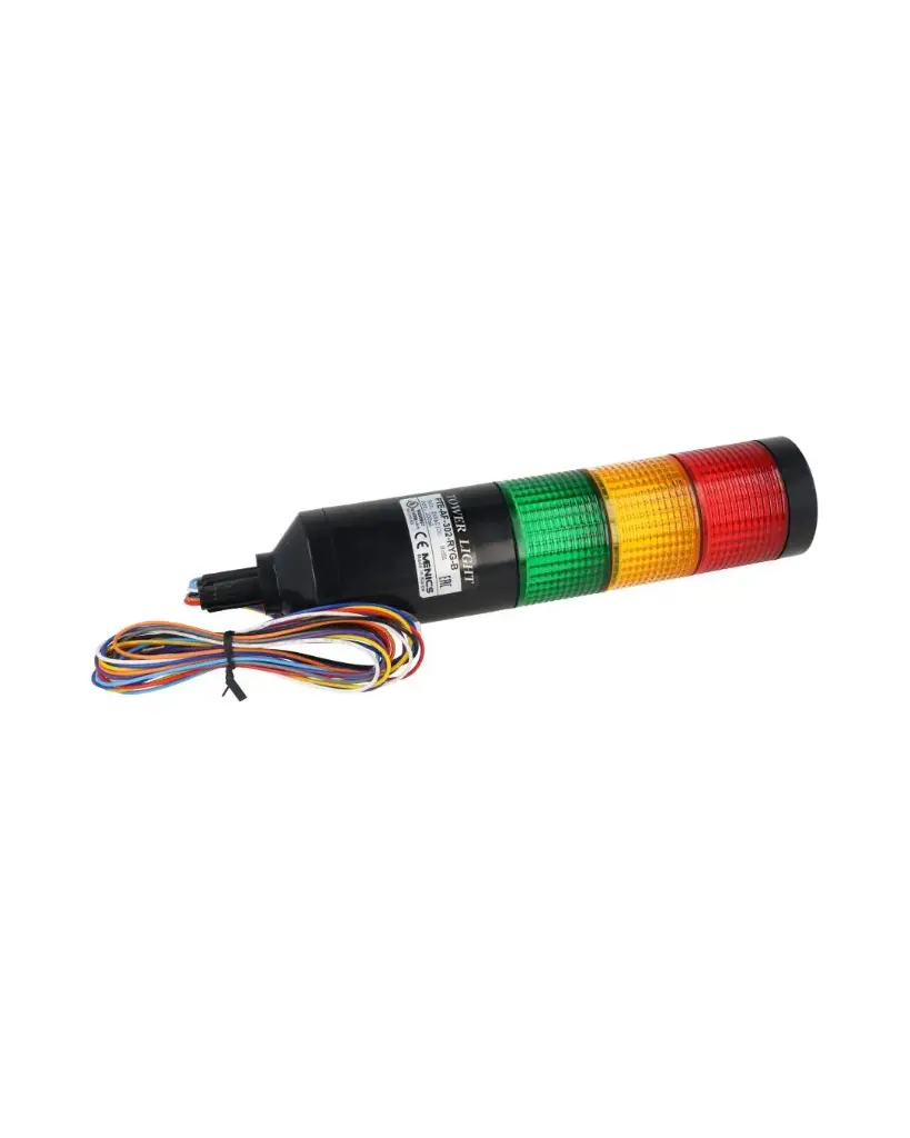 PTE-AF-302-RYG-B — TORRETA INDUSTRIAL 24VCA/CD 56mm ROJO AMARILLO, VERDE INTERMITENTE CUERPO NEGRO
