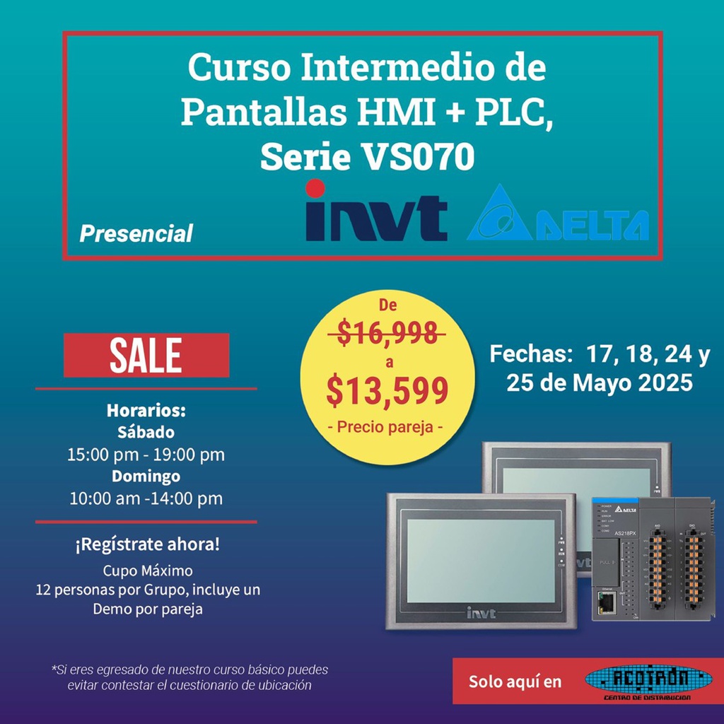 CURSO PLC + HMI Intermedio — abril 2026      *Precio por pareja*