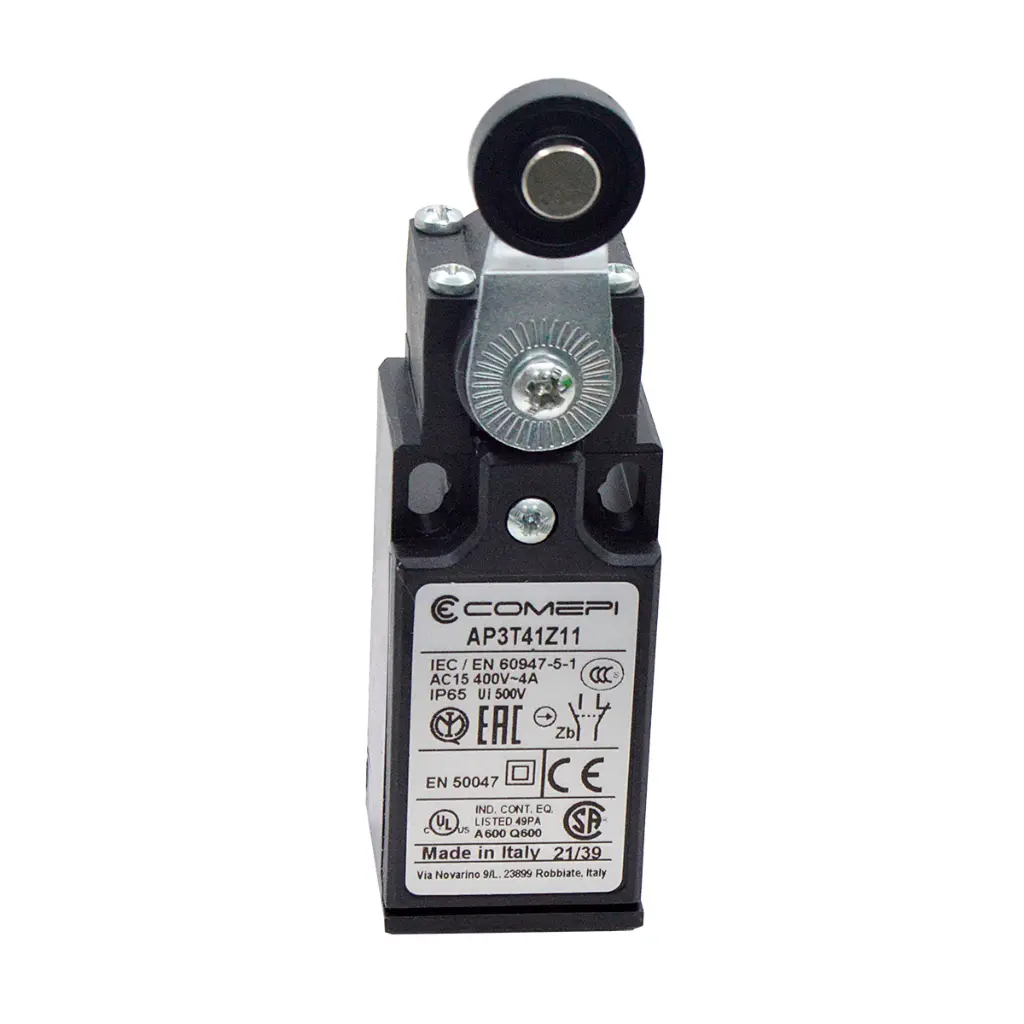 AP3T41Z11 — SWITCH INDUSTRIAL UNIDIR. AJUS.360° 1NA+1NC 3A 400VCA DE PALANCA CORTA Y RODILLO