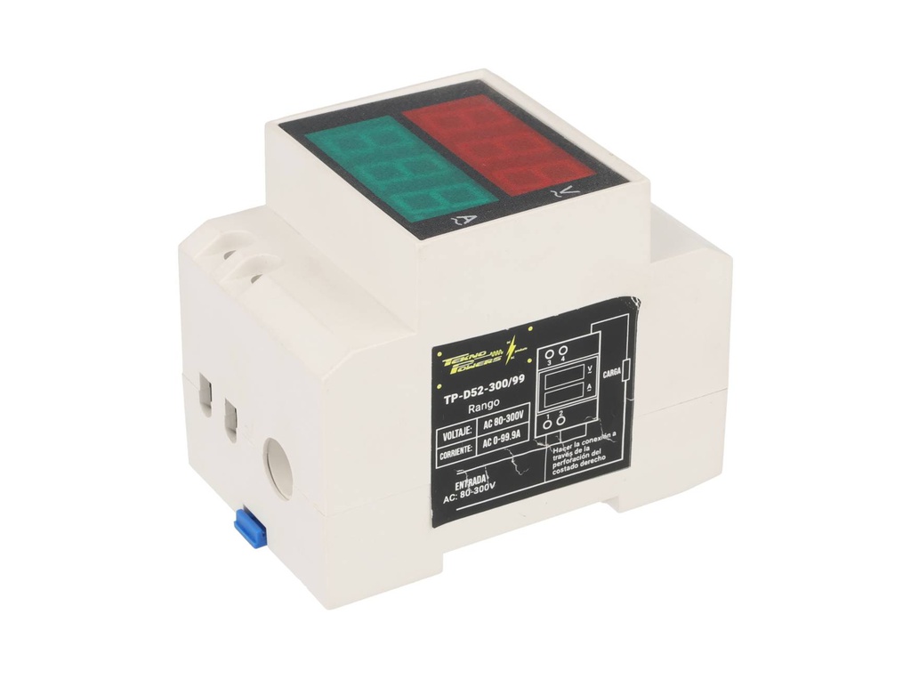 TP-D52-300/99 — MEDIDOR DIGITAL VOLT/AMP, 80-300V/99.9AMONTAJE EN RIEL DIN DONA INTERIOR