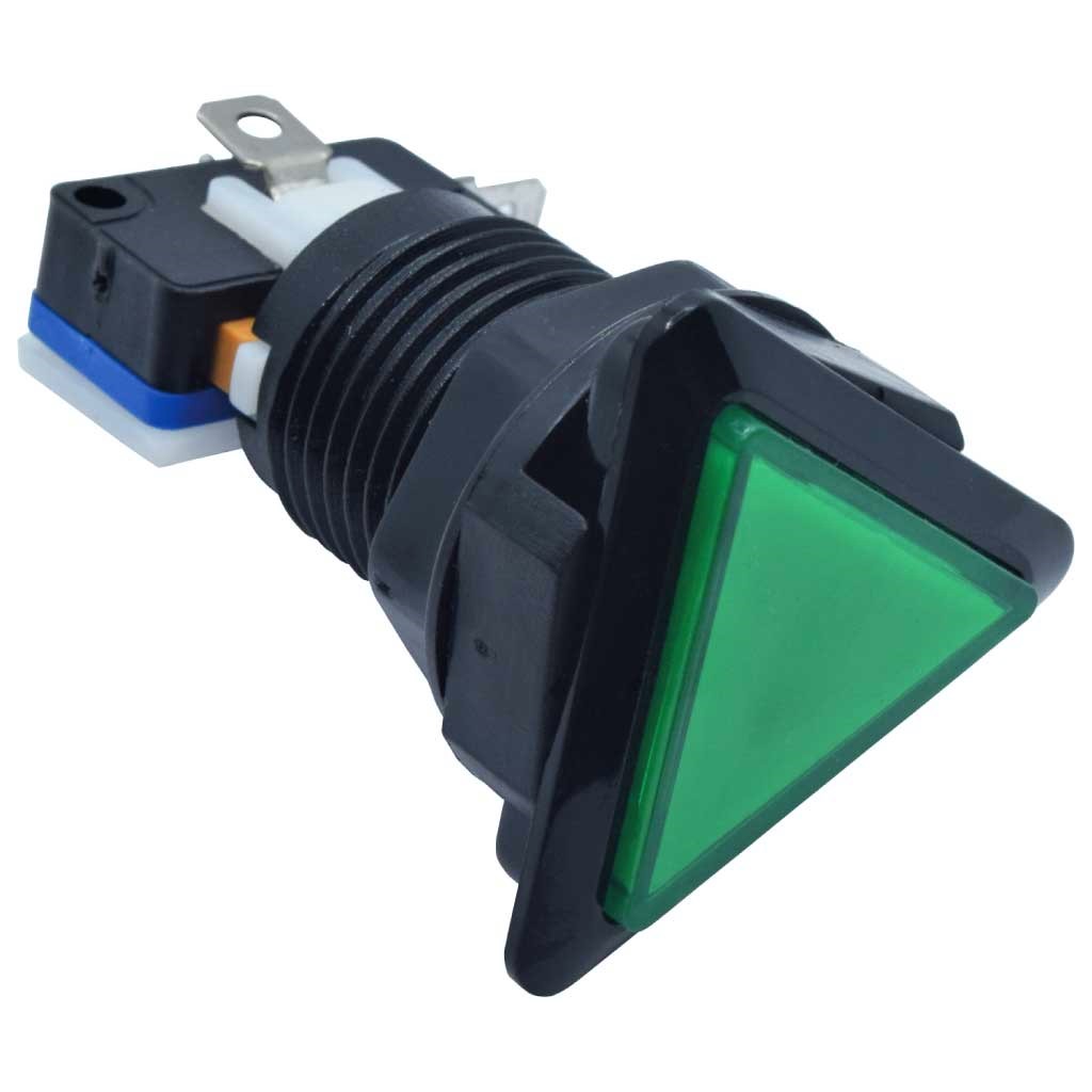 TP-TSG — SWITCH TRIANGULAR VERDE 39 X39 X 39LED 12/5VCD, CON MICROSWITCH INTERCAMBIABLE.