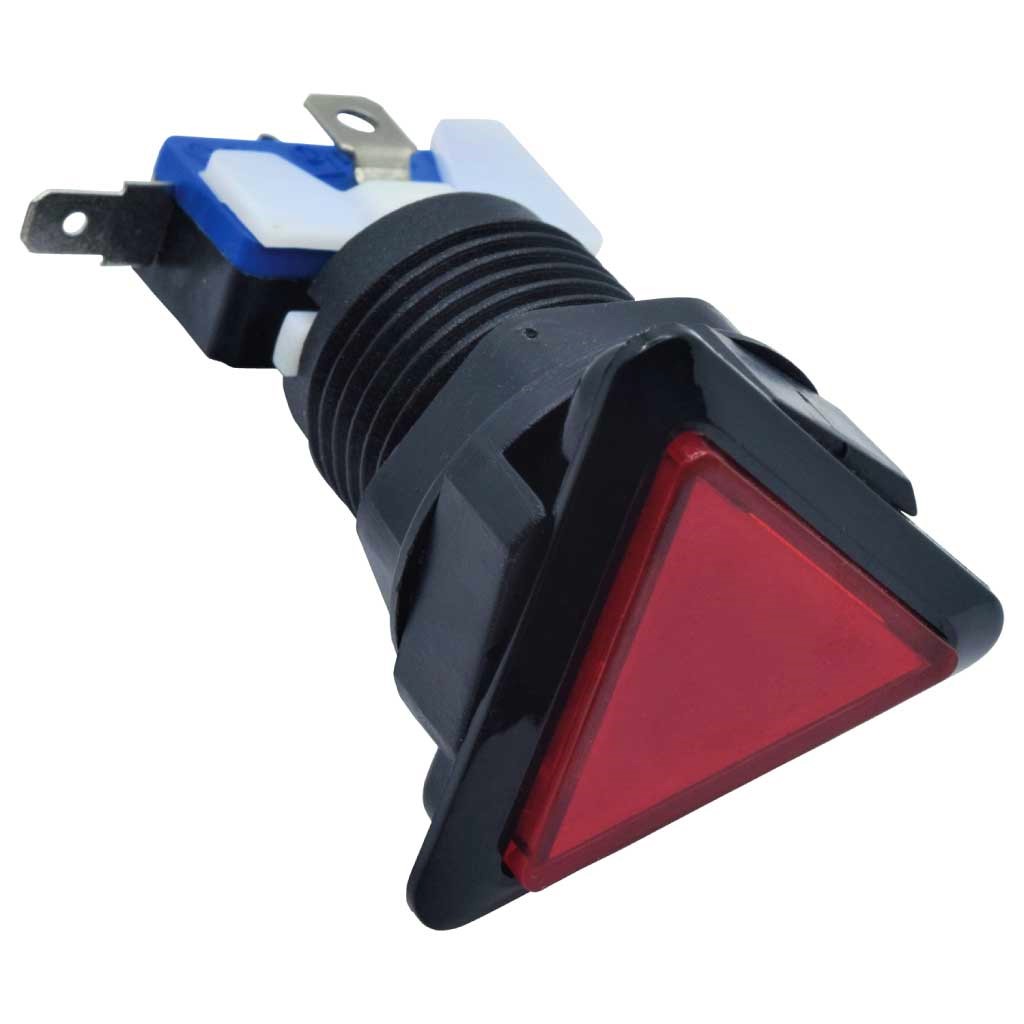 TP-TSR — SWITCH TRIANGULAR ROJO 39 X39 X 39LED 12/5VCD, CON MICROSWITCH INTERCAMBIABLE.