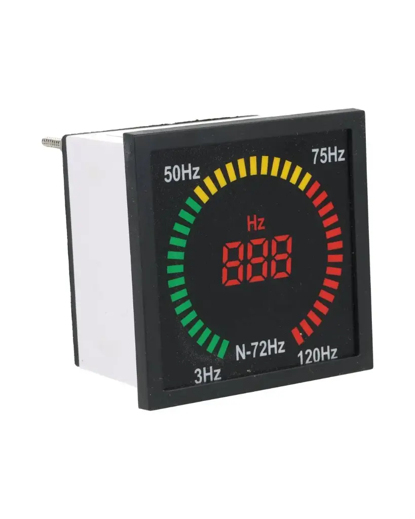 N72HZ — FRECUENCIÓMETRO ANÁLOGO/DIGITAL, 3-120HZ, ALIMENTACIÓN - PRECISIÓN 2%, 73 X73 X 52mm, PERFORACIÓN 67 X67mm