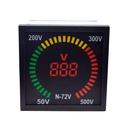 N72V — VOLTIMETRO ANALOGO/DIGITAL 50-500VCA, ALIMENTACION, PRECISION 2%, 73 X 73 X 52mm, PERFORACION 67 X 67mm