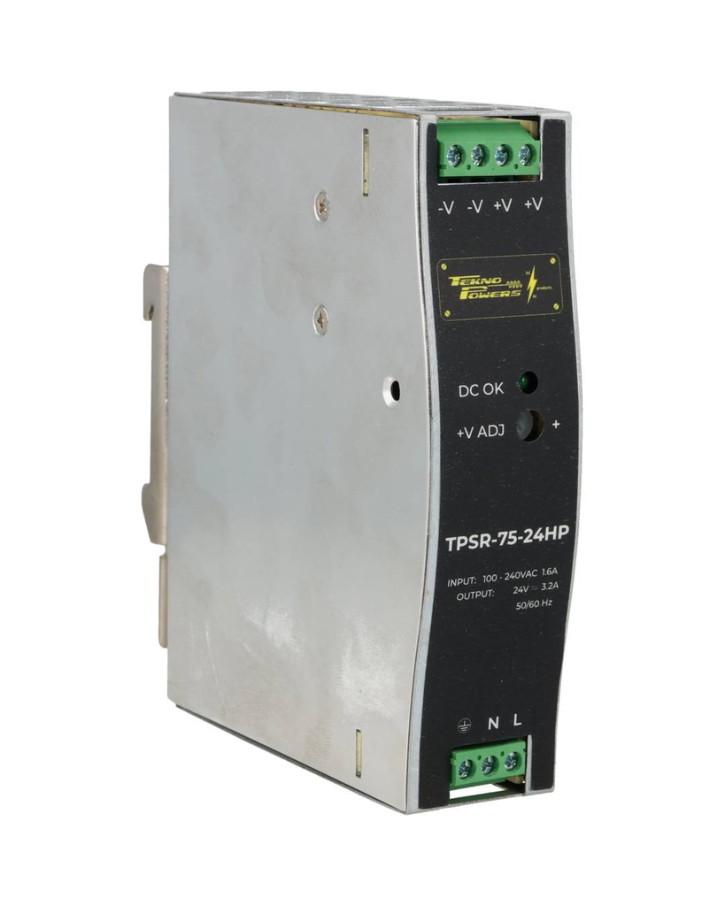 TPSR-75-24HP — FUENTE DE VOLTAJE P/RIEL 24VCD3.2A,76.8W, 85-264VCA,120-370VCD,55X125X100MMUSO RUDO
