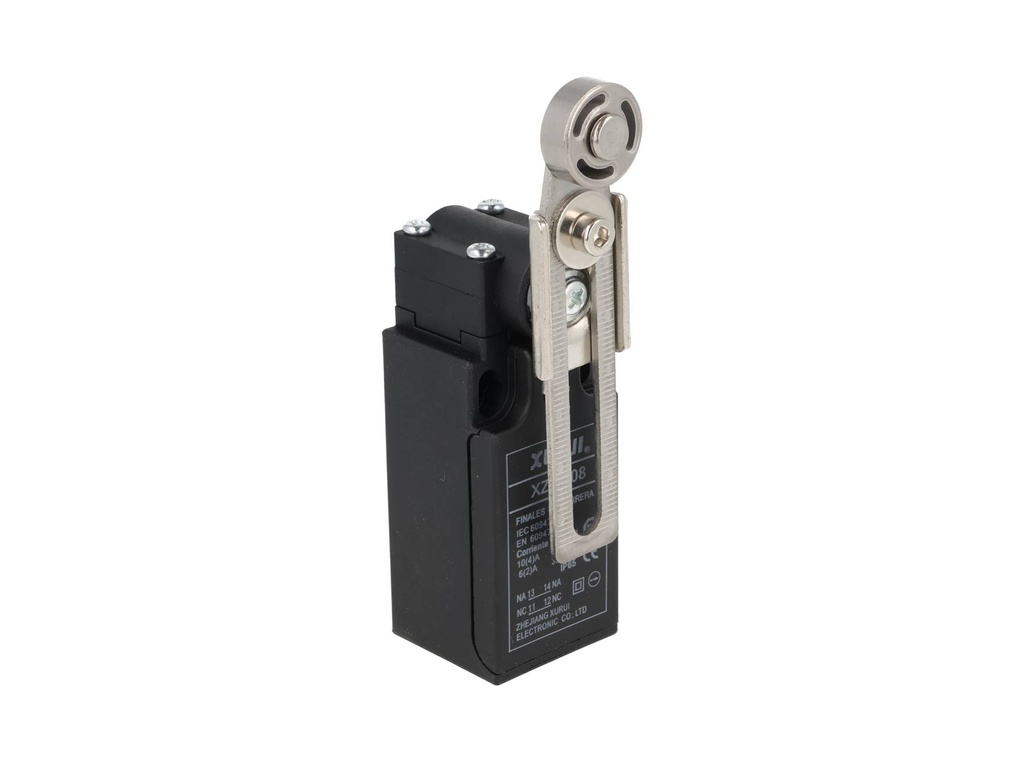 XZ-9108 — MICROSWITCH PALANCA METALICA AJUSTABLE Y, ROLDANA METALICA 1NA+1NC 10A