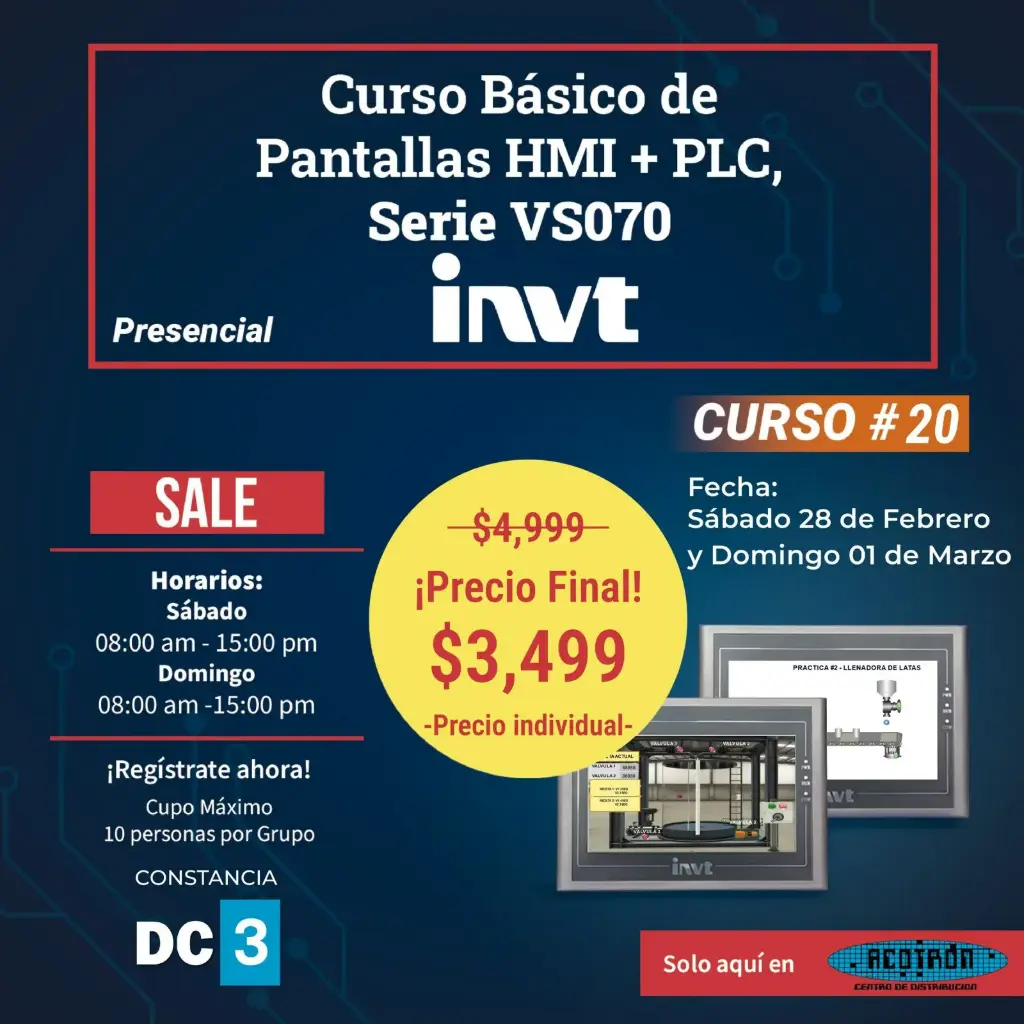 CURSO Pantallas HMI + PLC básico — sábado 28 de febrero y domingo 01 de marzo 2026             *Precio individual*