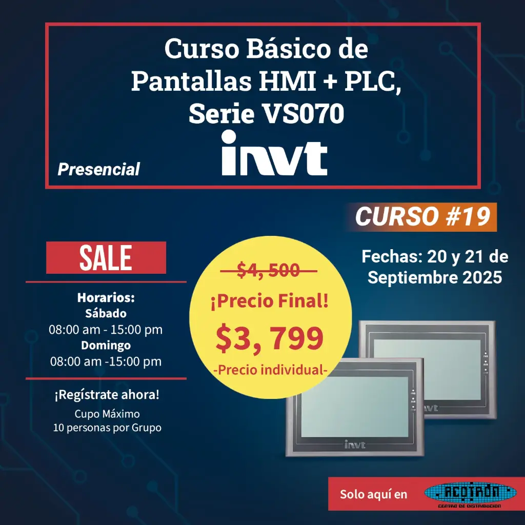 CURSO Pantallas HMI + PLC básico — sabado 20 y domingo 21 septiembre 2025             *Precio individual*