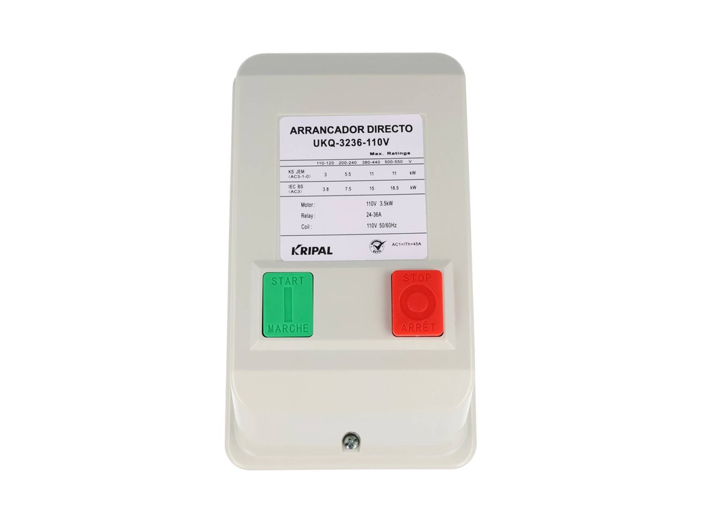 UKQ-3236-110V — ARRANCADOR MAGNÉTICO 24-36A CON CONTACTOR 32A BOBINA 110VCA