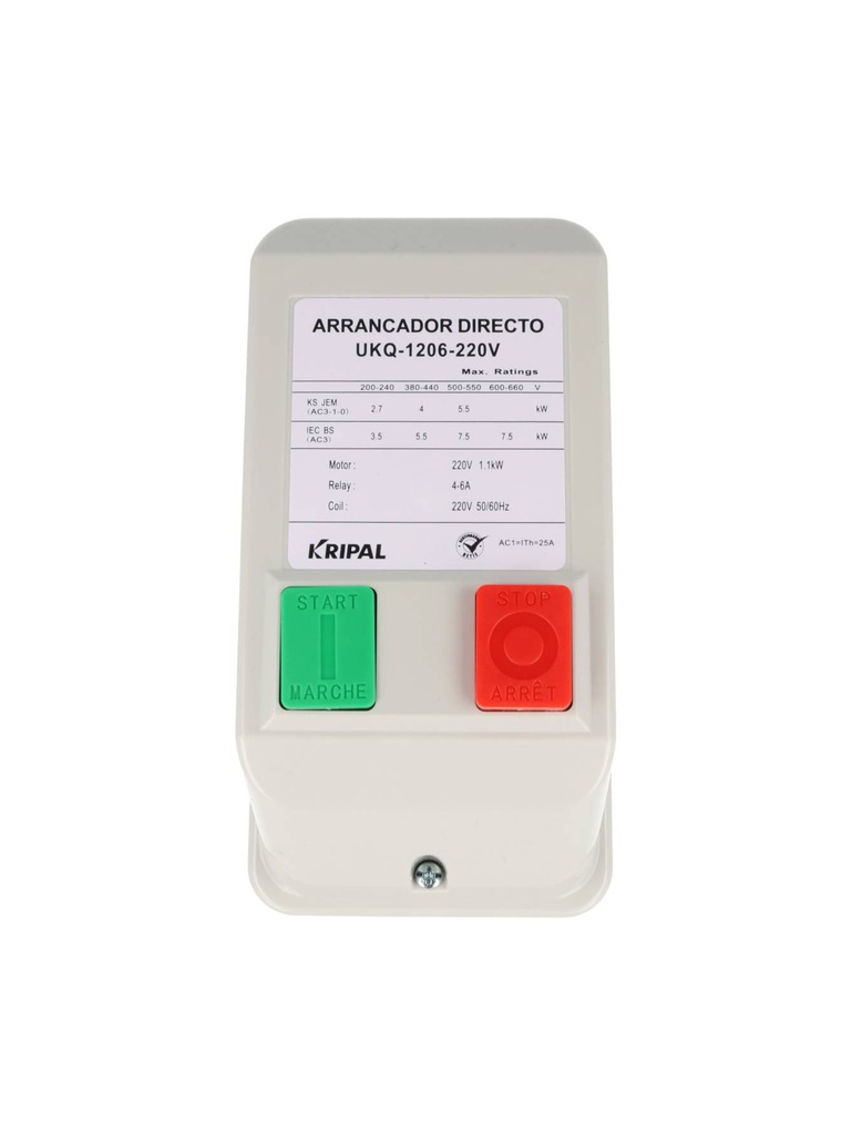 UKQ-1206-220V — ARRANCADOR MAGNÉTICO 4-6A CON CONTACTOR 12A BOBINA 220VCA