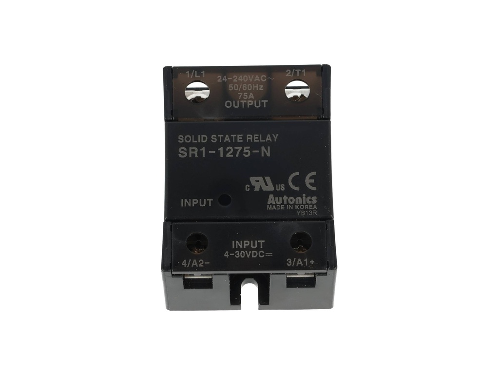 SR1-1275-N — RELEVADOR ESTADO SOLIDO 24-240VCA ENTRADA 4-30VCD 75A CRUCE EN CERO, MONTAJE DISIPADOR O PANEL