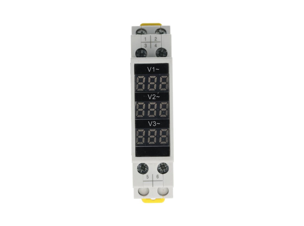 TP-D52-500/3A – VOLTIMETRO DIGITAL TRIFÁSICO 80-500VCA, MONTAJE EN RIEL DIN 18X81X66MM