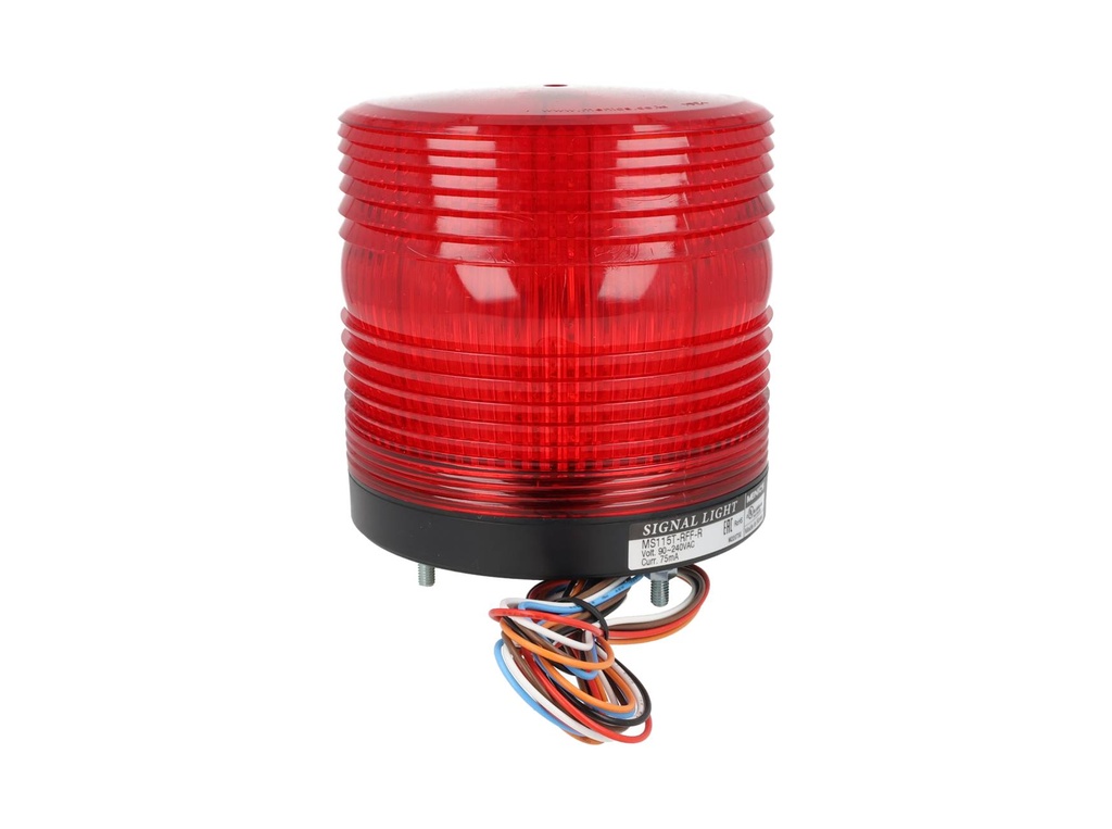 MS115T-RFF-R — FAROLA ROJA LED DE ALTA INTENSIDAD, CONSTANTE, INTERMITENTE Y ROTACION 115mm 90-240VCA