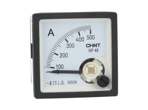 [NP48-A-500/5] NP48-A-500/5 — AMPERIMETRO ANALOGO 0-500A/5, 48 X 48mm SE REQUIERE DONA DE CORRIENTE DE 5 A