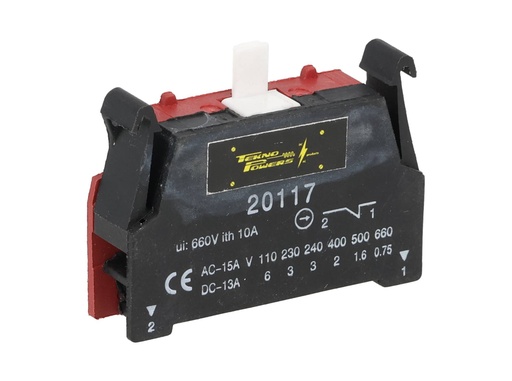 [BE102] BE102 — BLOQUE DE CONTACTO NC PARA SELECTOR BKJ, CAPACIDAD DE CONTRACTO CA110-660/15A, CD110/6A *NO SON A PRUEBA DE EXPLOSION*