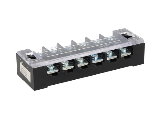 [TB-2506] TB-2506 — BLOQUE DE TERMINALES MONTAJE FIJO 25AMP6 POLOS, 600V, CALIBRE 14 AWG,  100°C,  (A PRUEBA DE FUEGO) 19x91x30mm