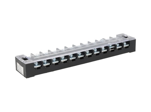 [TB-2512] TB-2512 — BLOQUE DE TERMINALES MONTAJE FIJO 25AMP12 POLOS, 600V, CALIBRE 14 AWG, 100°C (A PRUEBA DE FUEGO) , 19x162x30mm