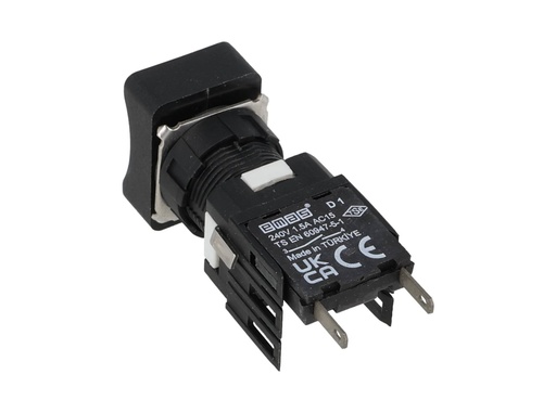 [D100DDY] D100DDY — BOTON PULSADOR 16mm, NO ILUMINADO VERDE, RASANTE MOMENTANEO RECTANGULAR, INCLUYE 1CON NA (MAXIMO 2 CONTACTOS) 